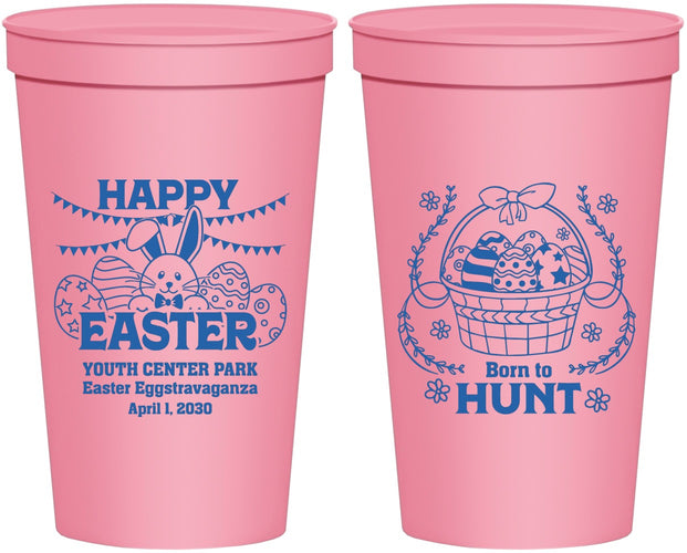 Personalized Easter 22 oz Stadium Cups - Born To Hunt Bunny | 210007