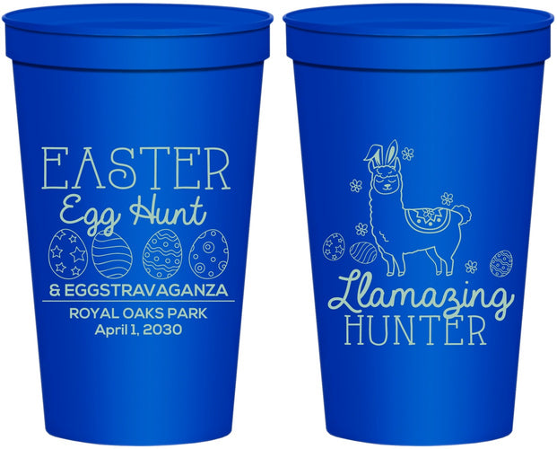 Personalized Easter 22 oz Stadium Cups - Llama Eggs | 210009