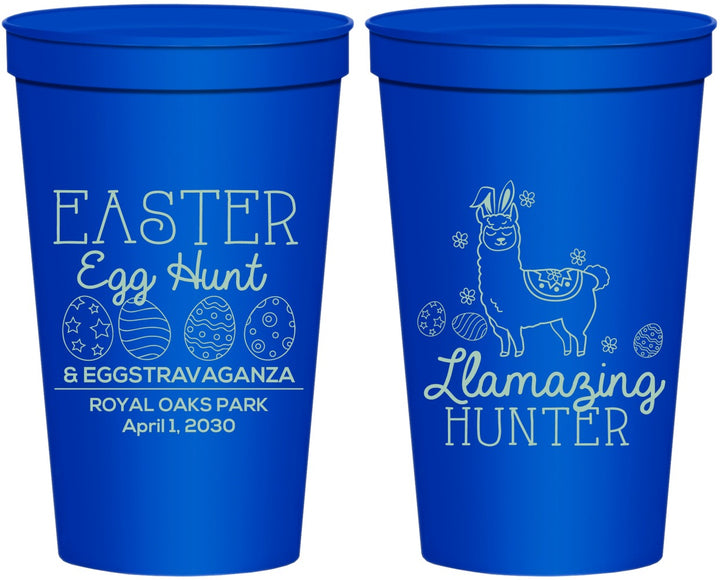 Personalized Easter 22 oz Stadium Cups - Llama Eggs | 210009