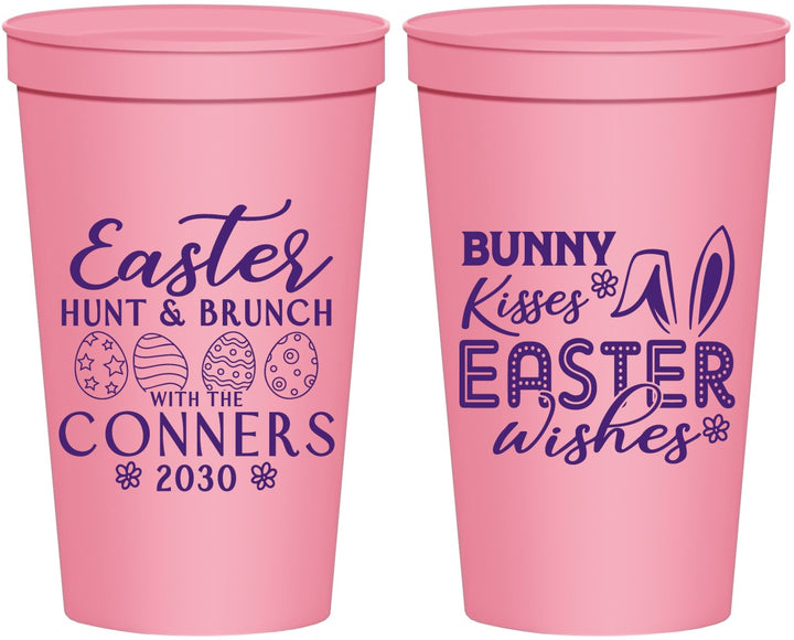 Personalized Easter 22 oz Stadium Cups - Bunny Kisses Eggs | 210014