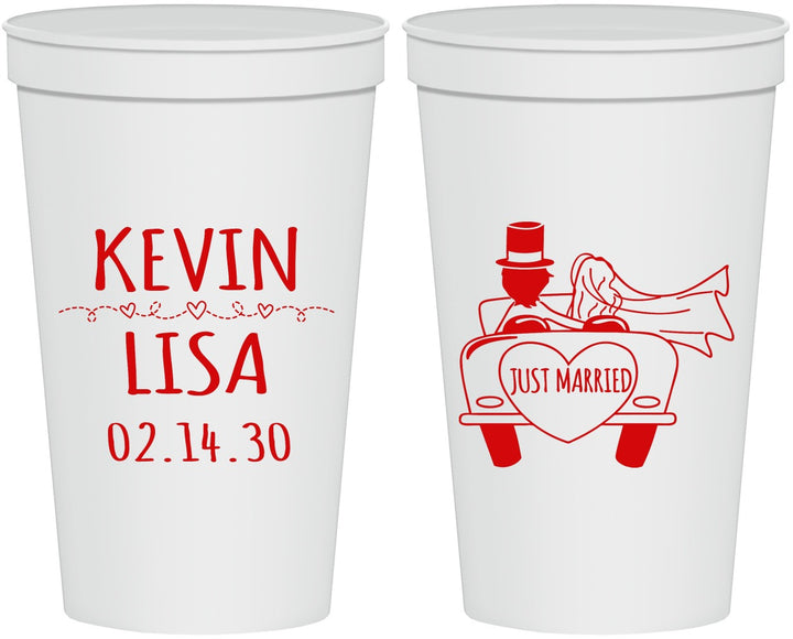 Personalized Wedding 22 oz Stadium Cups - Just Married | 212