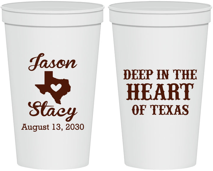 Personalized Wedding 22 oz Stadium Cups - Deep In The Heart Of Texas | 214
