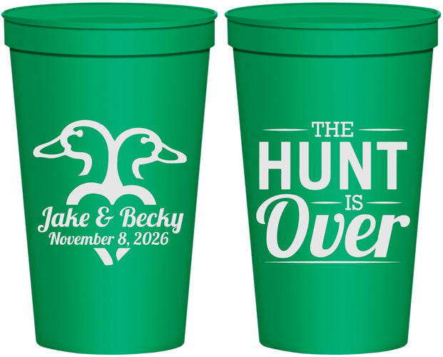 Personalized Wedding 22 oz Stadium Cups - The Hunt Is Over Duck | 217
