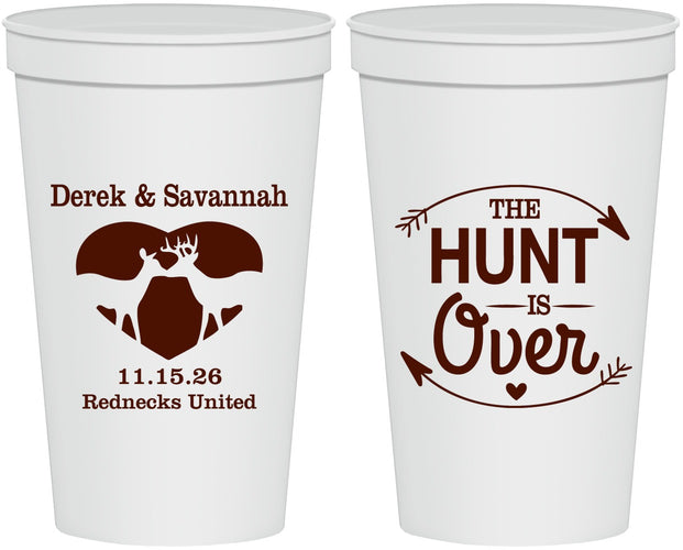 Personalized Wedding 22 oz Stadium Cups - The Hunt Is Over Deer | 220