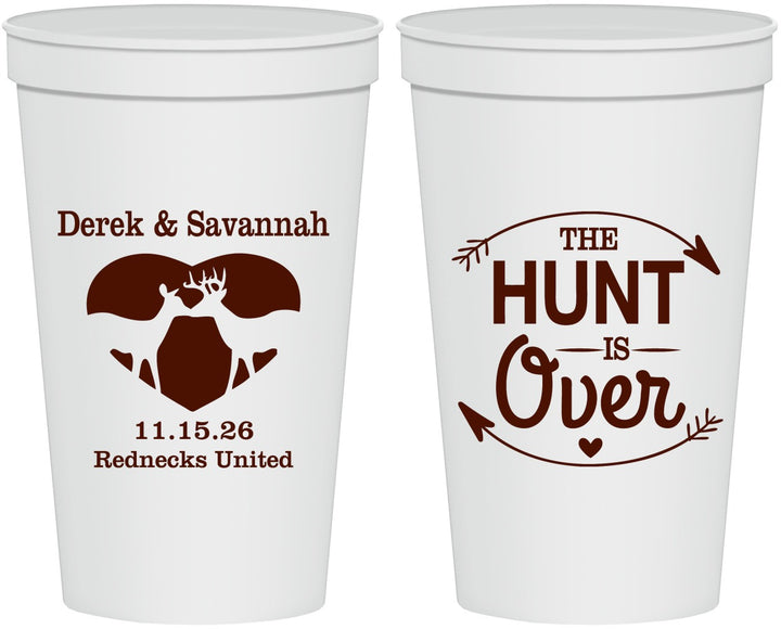 Personalized Wedding 22 oz Stadium Cups - The Hunt Is Over Deer | 220