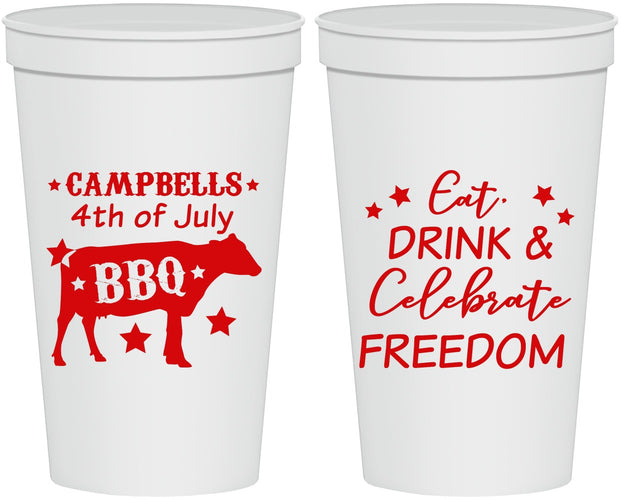 Personalized 4th Of July 22 oz Stadium Cups - Eat Drink Freedom | 220000