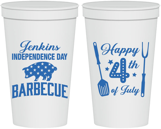Personalized 4th Of July 22 oz Stadium Cups - Barbecue Bbq | 220001