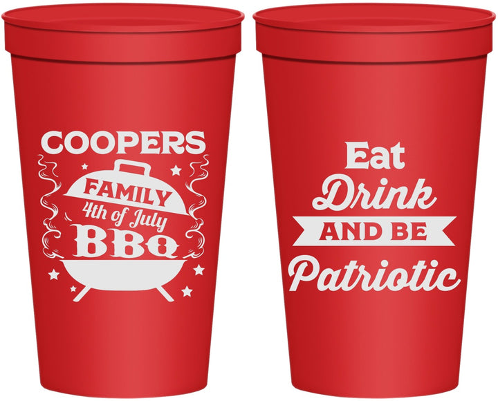 Personalized 4th Of July 22 oz Stadium Cups - Eat Drink Patriotic | 220002