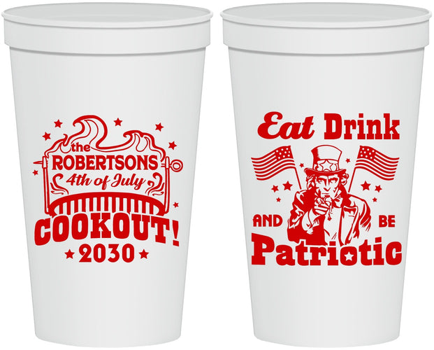 Personalized 4th Of July 22 oz Stadium Cups - Eat Drink Patriotic | 220004