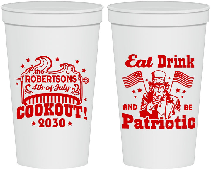 Personalized 4th Of July 22 oz Stadium Cups - Eat Drink Patriotic | 220004
