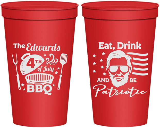 Personalized 4th Of July 22 oz Stadium Cups - Eat Drink Patriotic | 220006