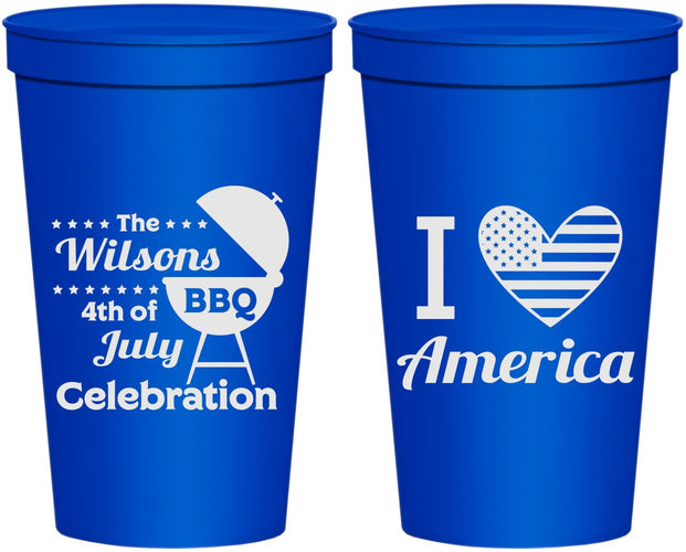 Personalized 4th Of July 22 oz Stadium Cups - Barbecue Bbq | 220007
