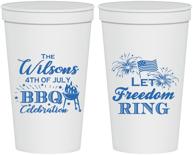 Personalized 4th Of July 22 oz Stadium Cups - Bbq Fireworks | 220009