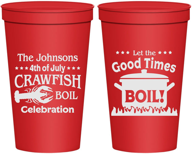 Personalized 4th Of July 22 oz Stadium Cups - Crawfish Boil | 220010