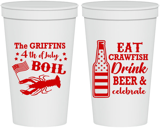 Personalized 4th Of July 22 oz Stadium Cups - Crawfish Boil | 220012