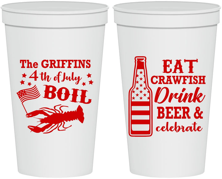 Personalized 4th Of July 22 oz Stadium Cups - Crawfish Boil | 220012