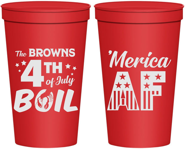 Personalized 4th Of July 22 oz Stadium Cups - Merica Af | 220014