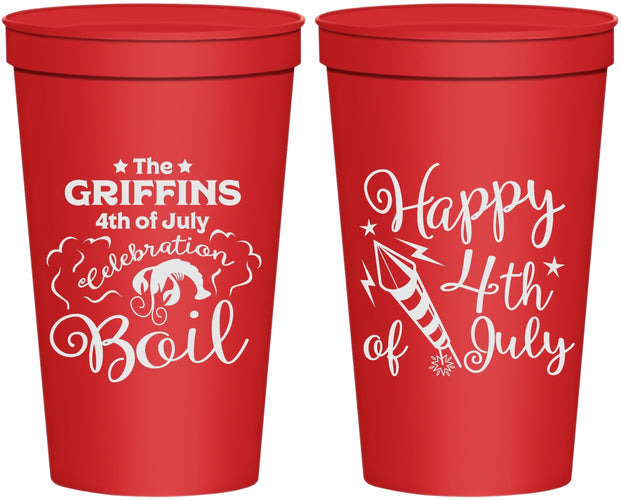 Personalized 4th Of July 22 oz Stadium Cups - Crawfish Boil | 220018