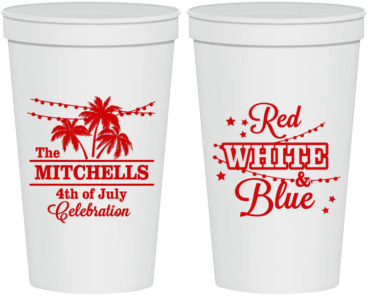 Personalized 4th Of July 22 oz Stadium Cups - Beach Stars Stripes | 220020