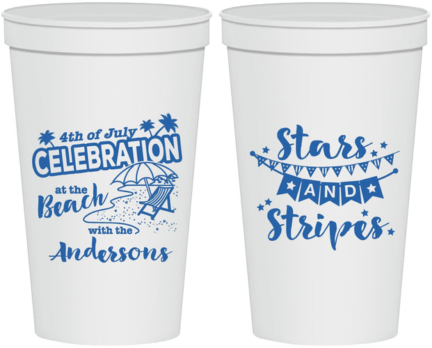 Personalized 4th Of July 22 oz Stadium Cups - Fireworks | 220021