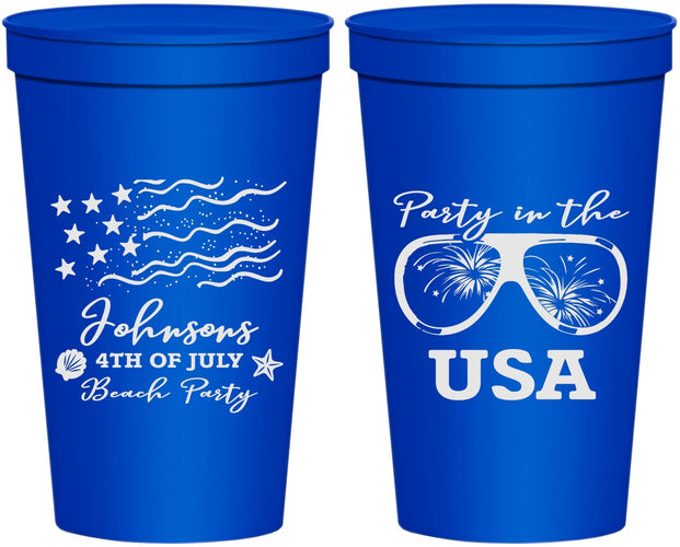 Personalized 4th Of July 22 oz Stadium Cups - Party In The Usa | 220023
