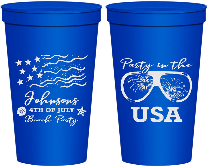 Personalized 4th Of July 22 oz Stadium Cups - Party In The Usa | 220023