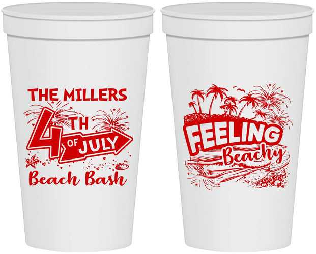 Personalized 4th Of July 22 oz Stadium Cups - Feeling Beachy | 220024
