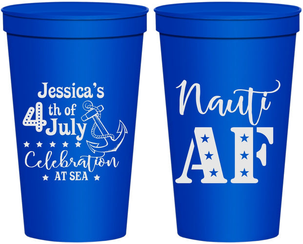 Personalized 4th Of July 22 oz Stadium Cups - Nautical Anchor | 220035
