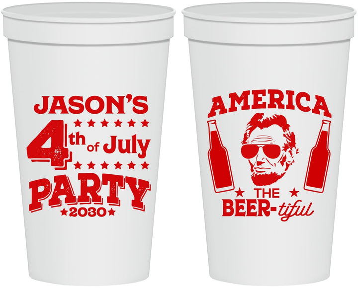 Personalized 4th Of July 22 oz Stadium Cups - Bbq Lincoln | 220036