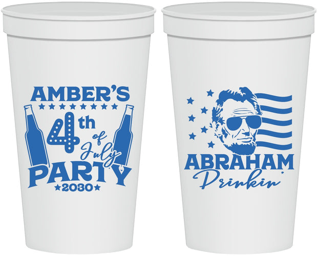Personalized 4th Of July 22 oz Stadium Cups - Abraham Drinkin | 220037