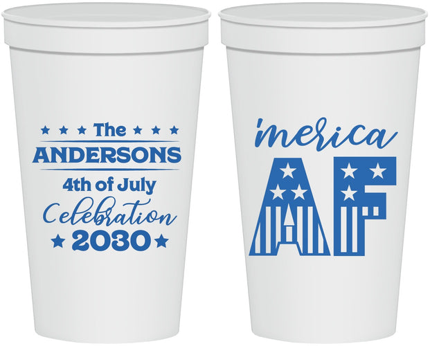 Personalized 4th Of July 22 oz Stadium Cups - Merica Af | 220041
