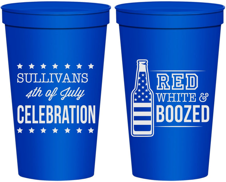 Personalized 4th Of July 22 oz Stadium Cups - Red White Booze | 220043