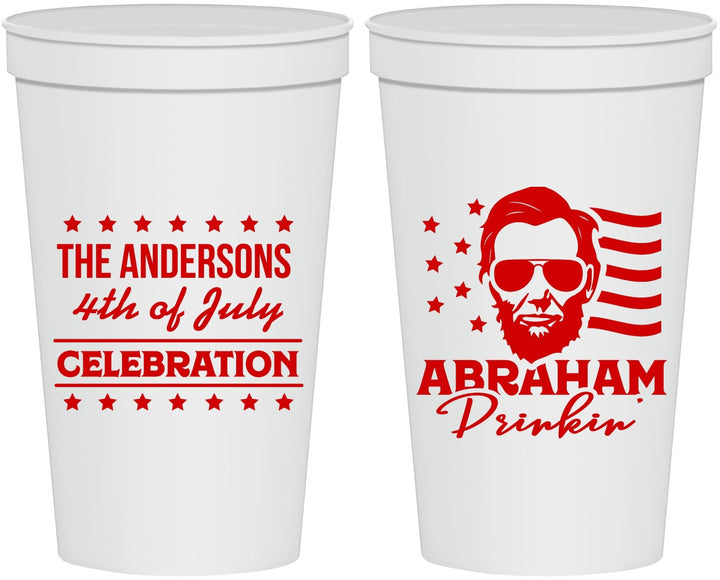 Personalized 4th Of July 22 oz Stadium Cups - Abraham Drinkin | 220044