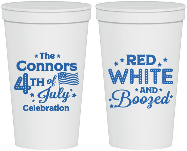 Personalized 4th Of July 22 oz Stadium Cups - Red White Booze | 220045