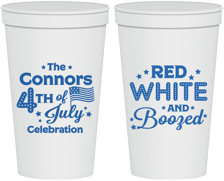 Personalized 4th Of July 22 oz Stadium Cups - Red White Booze | 220045