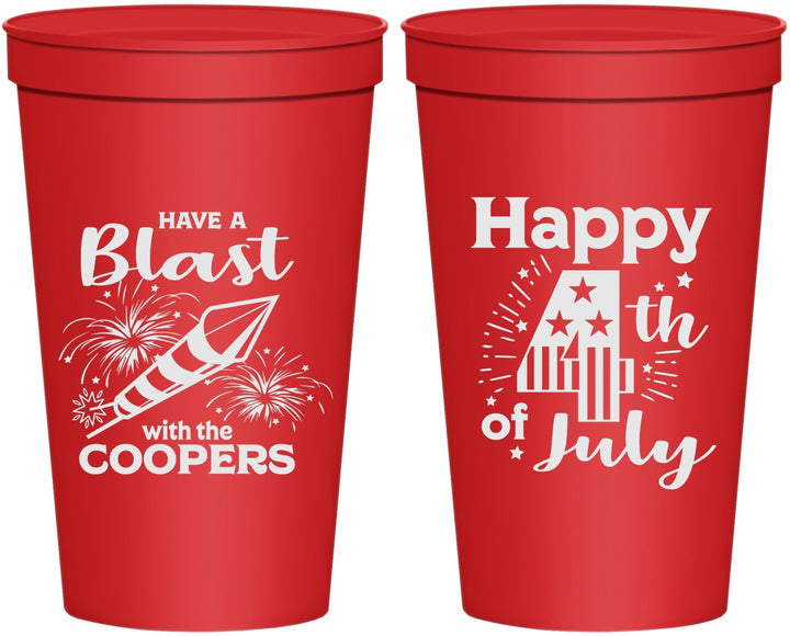 Personalized 4th Of July 22 oz Stadium Cups - Fireworks | 220046
