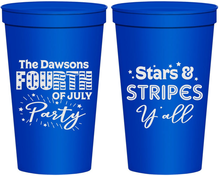 Personalized 4th Of July 22 oz Stadium Cups - Stars Stripes | 220047