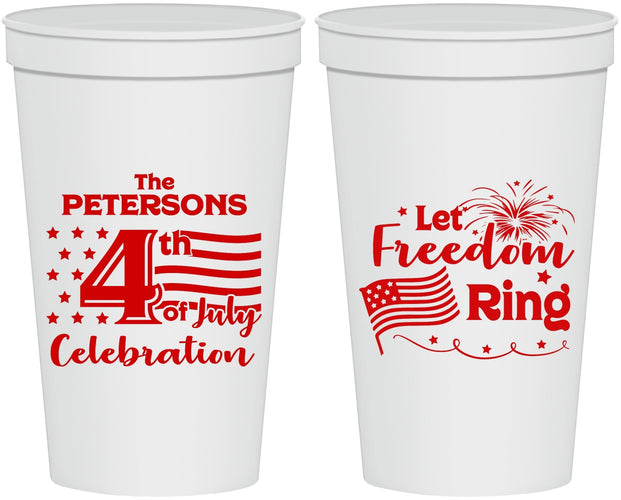 Personalized 4th Of July 22 oz Stadium Cups - Fireworks | 220048