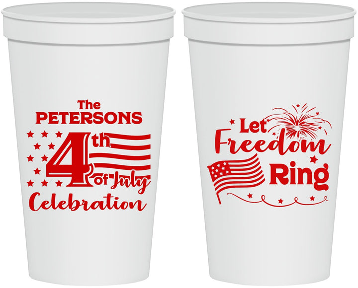 Personalized 4th Of July 22 oz Stadium Cups - Fireworks | 220048
