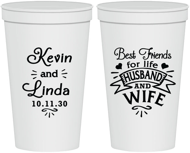 Personalized Wedding 22 oz Stadium Cups - Best Friends | 221