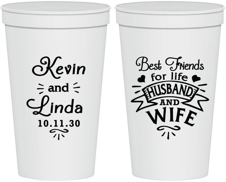 Personalized Wedding 22 oz Stadium Cups - Best Friends | 221