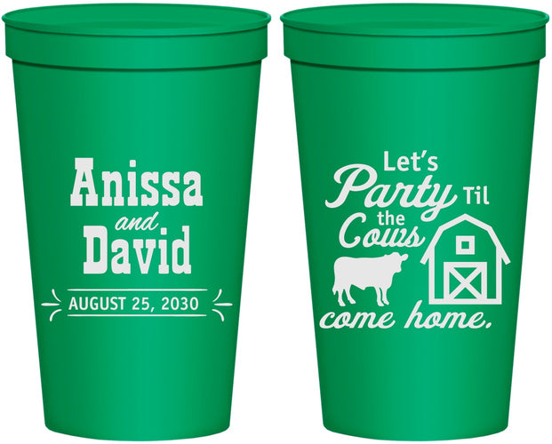 Personalized Wedding 22 oz Stadium Cups - Party Til The Cows Come Home | 222