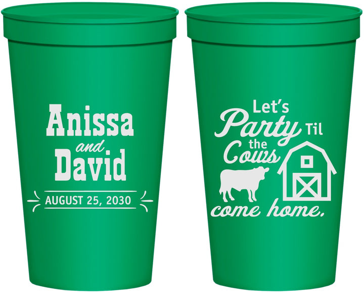 Personalized Wedding 22 oz Stadium Cups - Party Til The Cows Come Home | 222