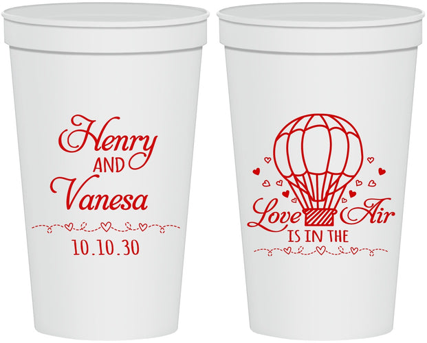 Personalized Wedding 22 oz Stadium Cups - Hot Air Balloon | 225