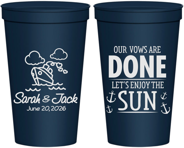 Personalized Wedding 22 oz Stadium Cups - Vows Are Done Cruise | 229