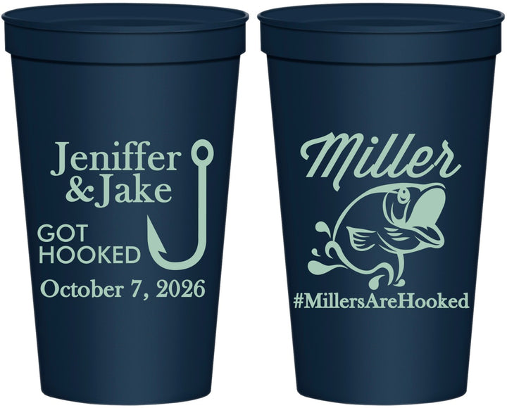 Personalized Wedding 22 oz Stadium Cups - Got Hook Fish | 230