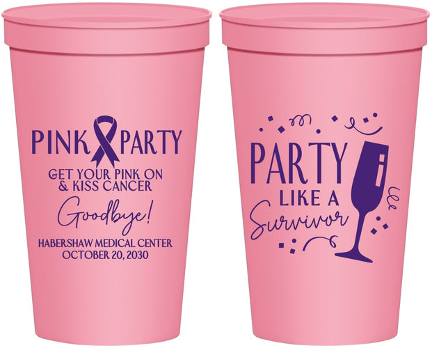 Personalized Awareness 22 oz Stadium Cups - Pink Party | 230000