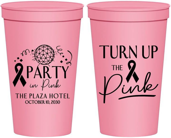 Personalized Awareness 22 oz Stadium Cups - Party In Pink | 230002