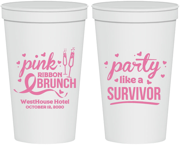 Personalized Awareness 22 oz Stadium Cups - Party Like A Survivor | 230005