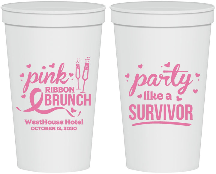 Personalized Awareness 22 oz Stadium Cups - Party Like A Survivor | 230005
